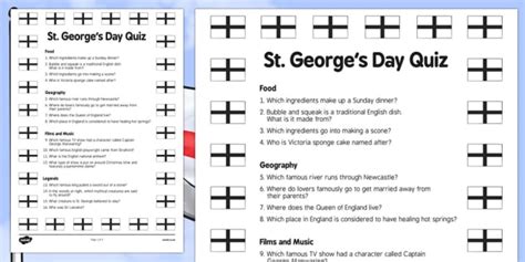 st george's day quiz questions and answers